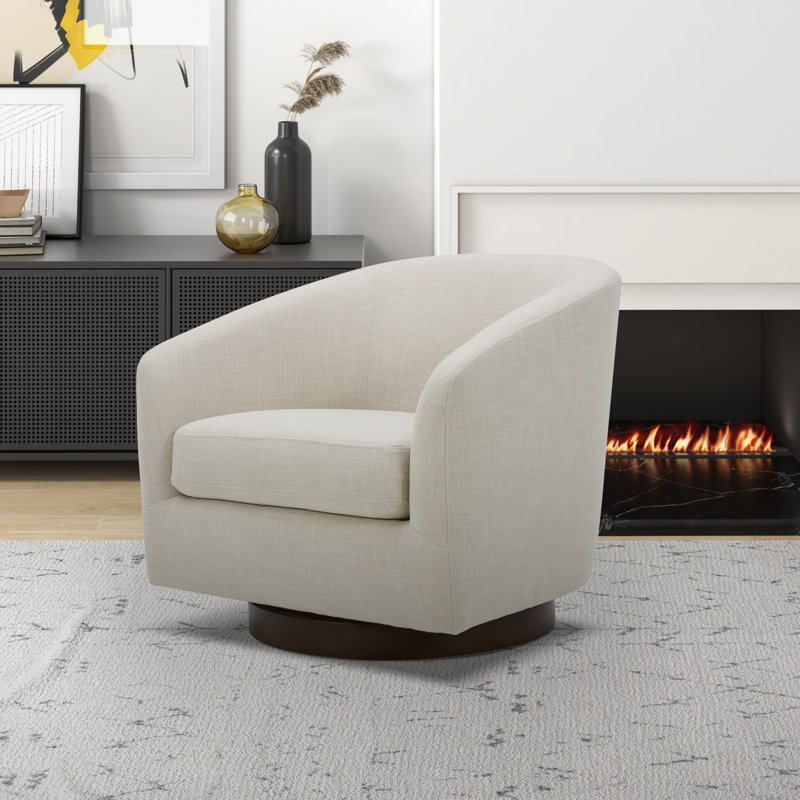 Upholstered Swivel Barrel Chair & Reviews AllModern